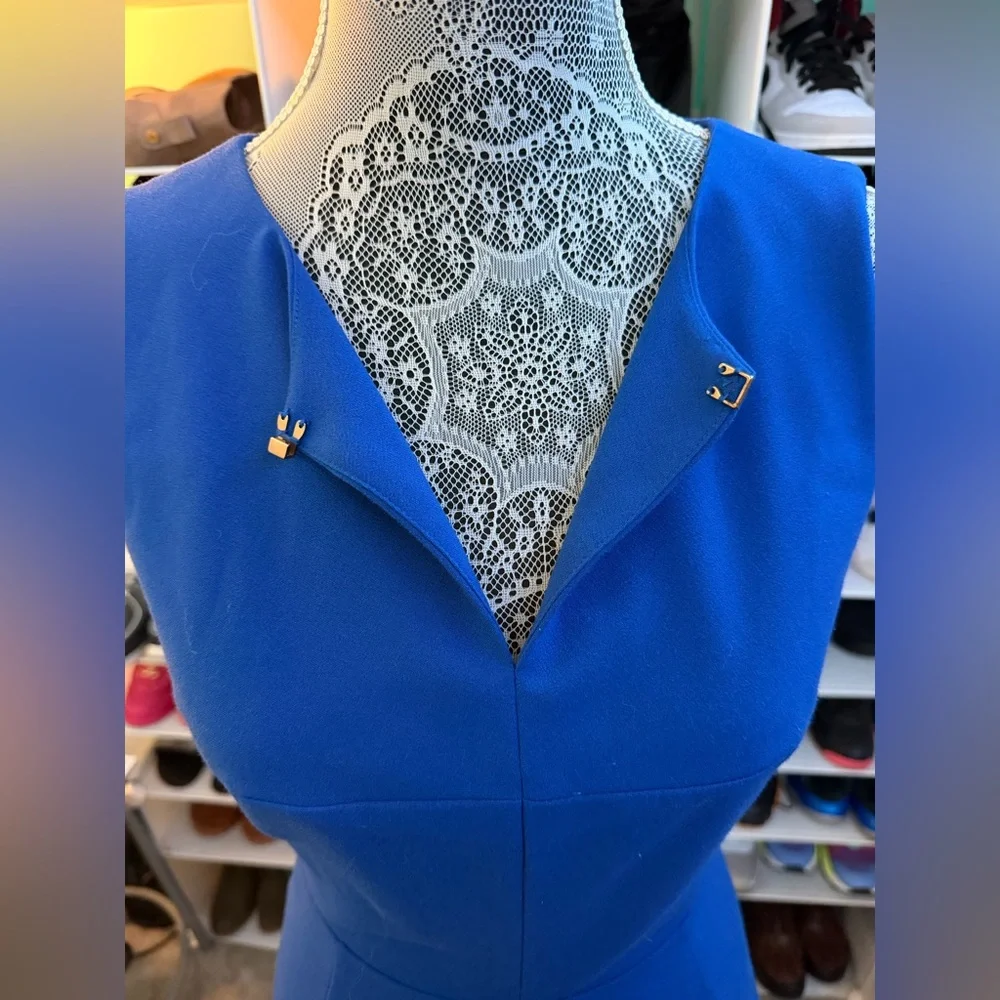 Ellen Tracy Blue Sleeveless Dress size 10 Petite - Picture 3 of 5